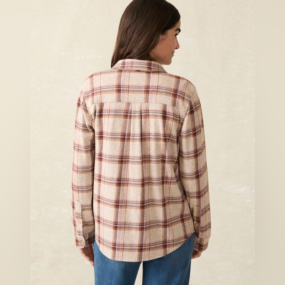 Faherty Women's Legend Sweater Shirt Plaid Cranberry Haze NWT - Picture 15 of 15